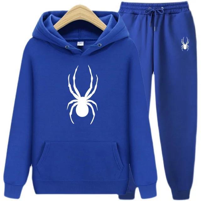 Весенне-осенний мужской костюм брендовая мода паук толстовка + брюки повседневный бег трусцой спортивная одежда 2 комплекта
