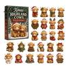 Highland Cattle Lovers Gift Cow Advent Calendar 2026, Christmas Countdown with 24 Acrylic 2D Seasonal Festive Decor Items Mini Figurine, Farm