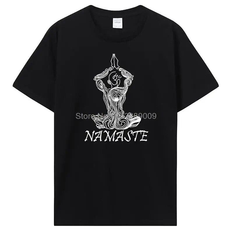 NAMASTE йога женская футболка с принтом унисекс с коротким рукавом хлопковая свободная футболка летняя футболка топы Harajuku уличная одежда