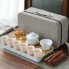 White Porcelain Tea Art Teaching Tea Set Travel Portable Bag Ceramic Kung Fu Tea Set Tea Artist Training Examination