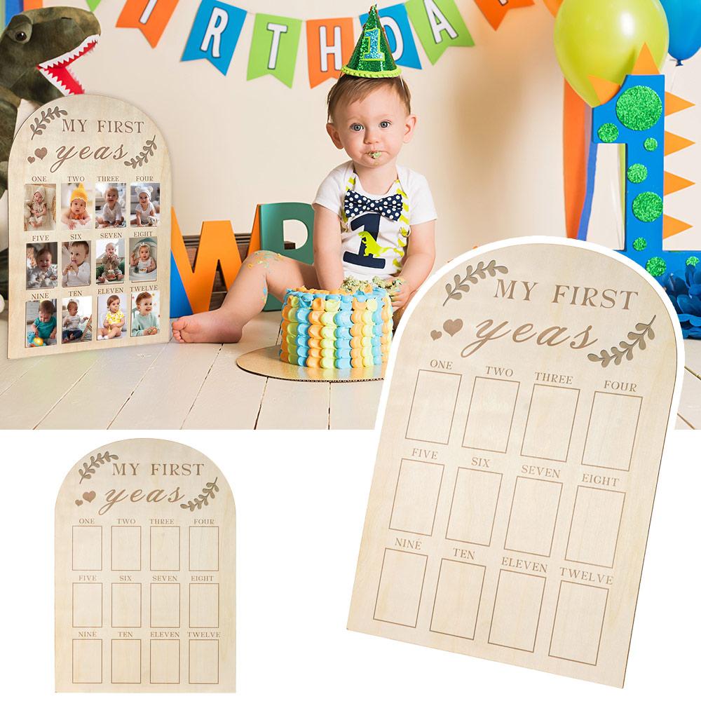 Календарь Карточка 12 Месяцев Детская Фоторамка Деревянная Детская Фоторамка Первый Год
