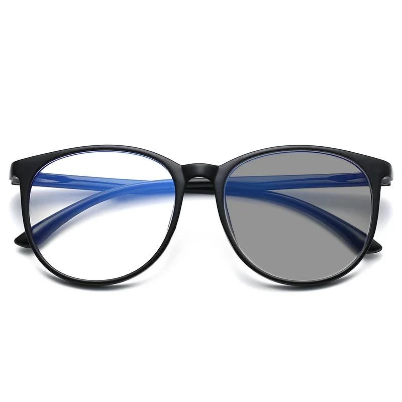 High Quality Round Women Photochromic Nearsighted Eyewear Retro Small Oval Frame Myopia Glasses Blue Light Blocking Eye Protection Eyewear