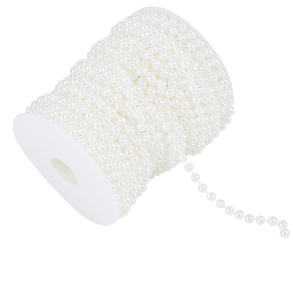 25m Roll Grinding Pearl Wire Beads Garland String DIY Wedding Decoration 6mm(white)