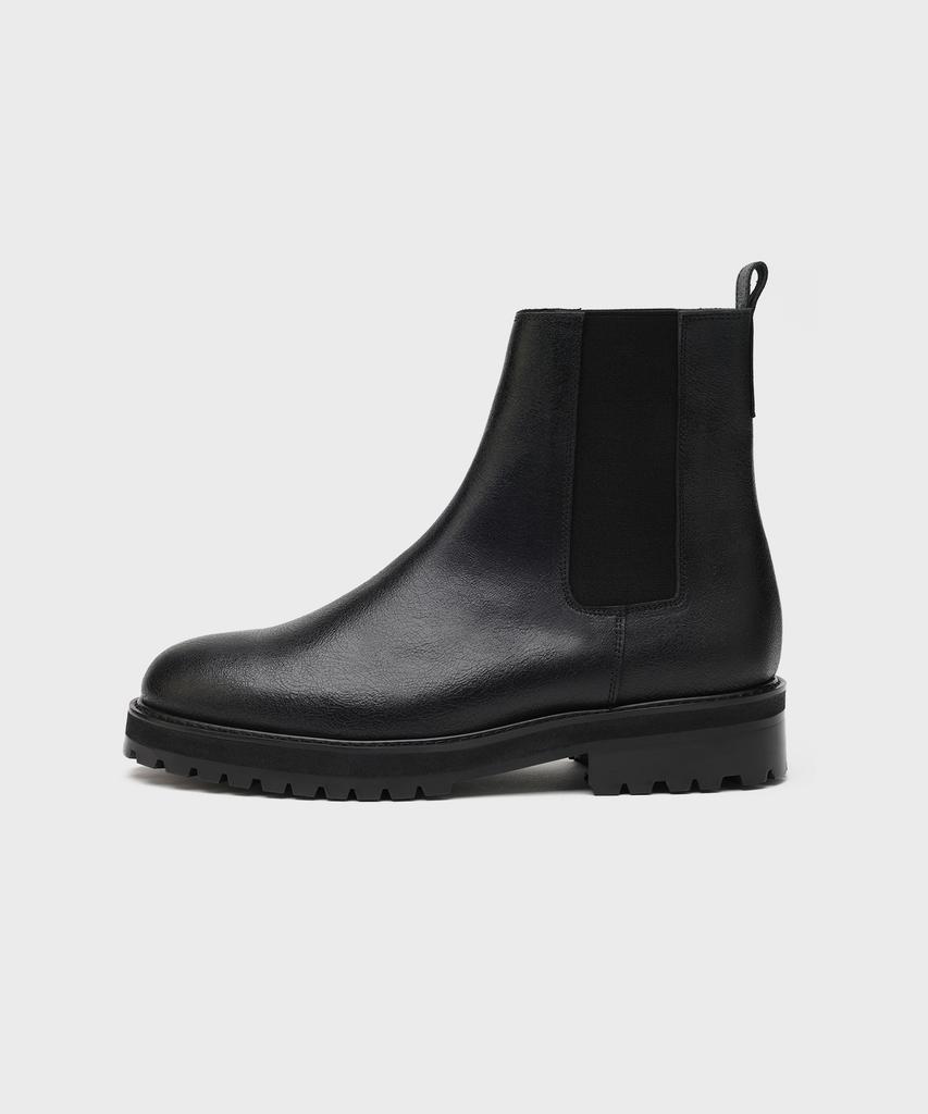 Firenze Atelier [Vibram] Round Toe Basic Chelsea Boots 9703 [Crack Black]
