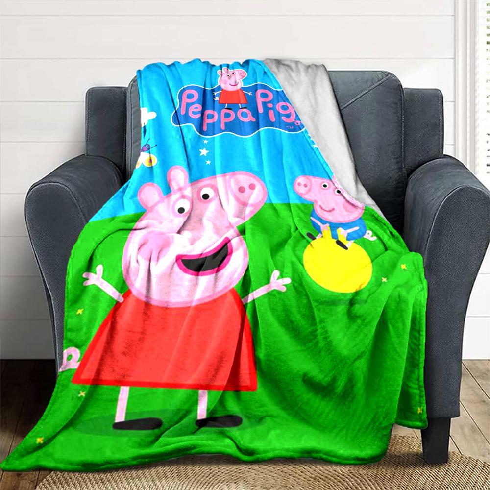 Pig Peppa Print Flannel Blanket High Quality Warm Comfortable Cover for All Seasons Perfect for Gifts Home Decor
