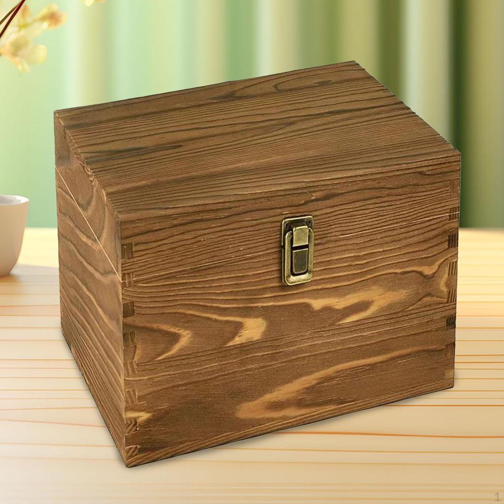 Wooden Storage Box Vintage Wood Multipurpose Practical Flip Top Organizer Display Case for