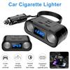 QC3.0 USB Car Charger 2 Type-C+2 USB Blue LED Digital Display 22W DC 12V-24V Dual USB Power Adapter Car Cigar Lighter Socket