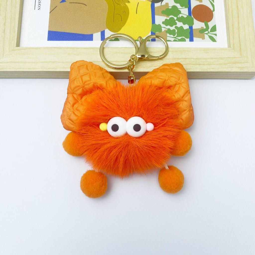 Брелок для ключей с плюшевым кроликом Рексом, бантом и кулоном в виде угольного шарика — милый подарочный аксессуар для пары