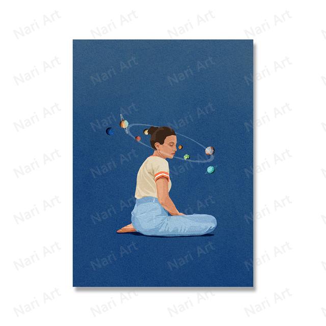 Abstract Character Poster Swimming Girl Wall Art Canvas Minimalist Life Modern Creative Print