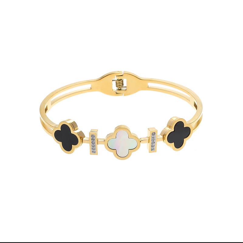 Stainless Steel Bracelet Fashionable Charm Real Fritillary Four-leaf Clover Bracelet New Waterproof, the Best Gift for Friends