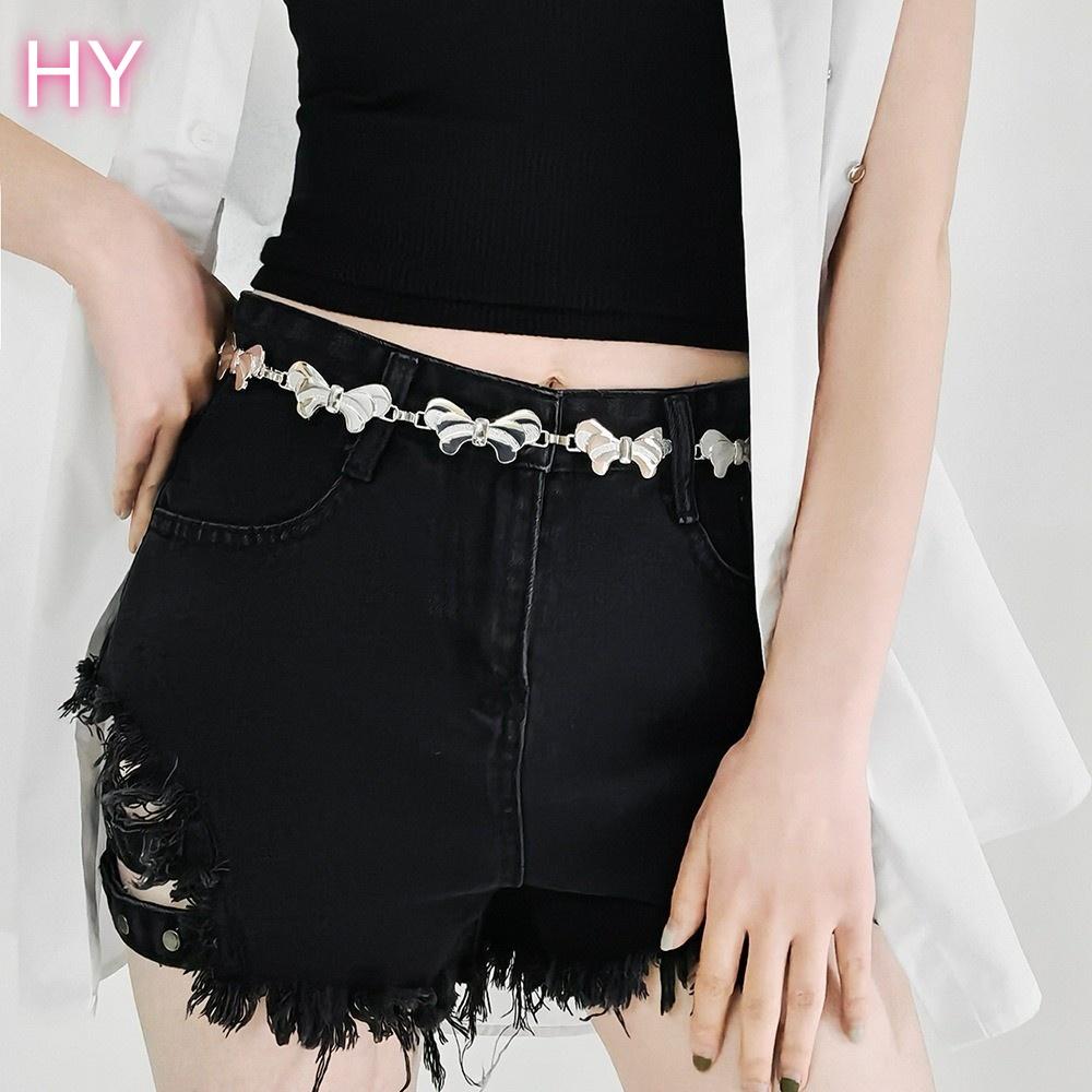 HY Deep Love Personality Big Gold Silver Butterfly Ladies Waist Fine Chain Women Sexy Geometric Body Jewelry Geometry Waistband