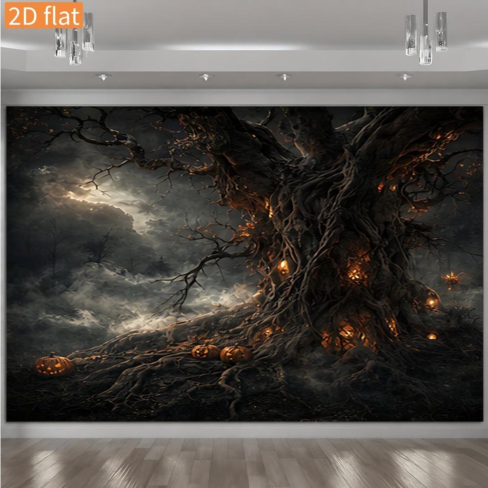 Suitable for bedroom and living room decoration featuring twisted tree roots birthday and Halloween decorations 2D flat design