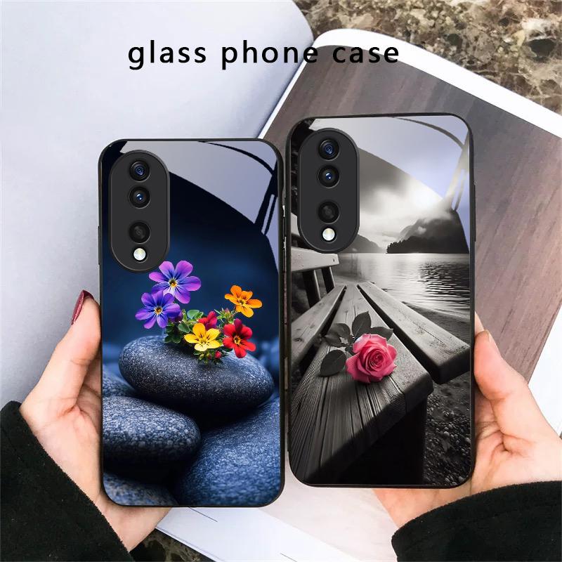 Цветы из мелкой гальки Для Honor X5 Plus X30 X9c Smart X5b X9a X30 Max X50i 30 Pro 50 Pro 70 90 Smart 200 Lite Стеклянный Чехол для Телефона