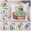 Sofa Home Pillowcase Watercolor Cactus  Decorative Print Green Plant Cushion