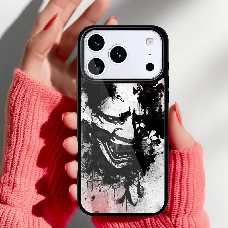 Oni Hannya Demon Mask Phone Case for iPhone 17 Air 16e 15 14 13 Pro Max Back Cover for 12 11 Pro Coque