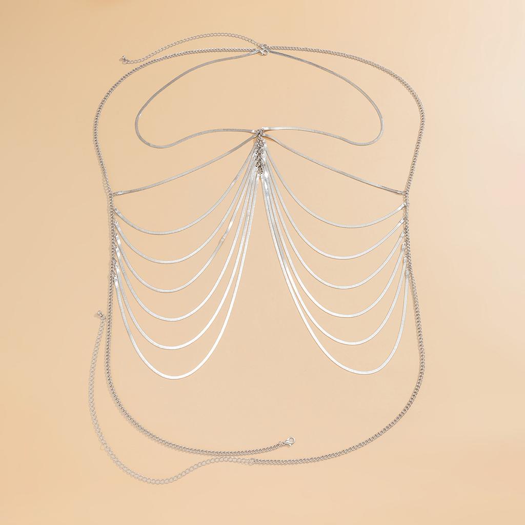 Casual Holiday Style Women's Sexy Chest Chain Bikini Necklace Geometric Chain Tassel Body Chain