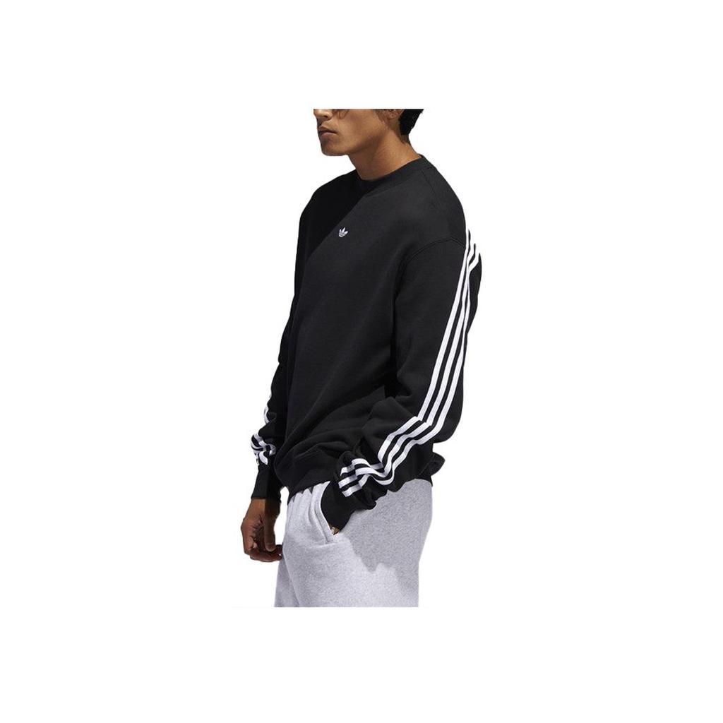 Adidas Оригинальная толстовка в полоску с трилистником, свободная посадка, осенние мужские топы, черные FM1522