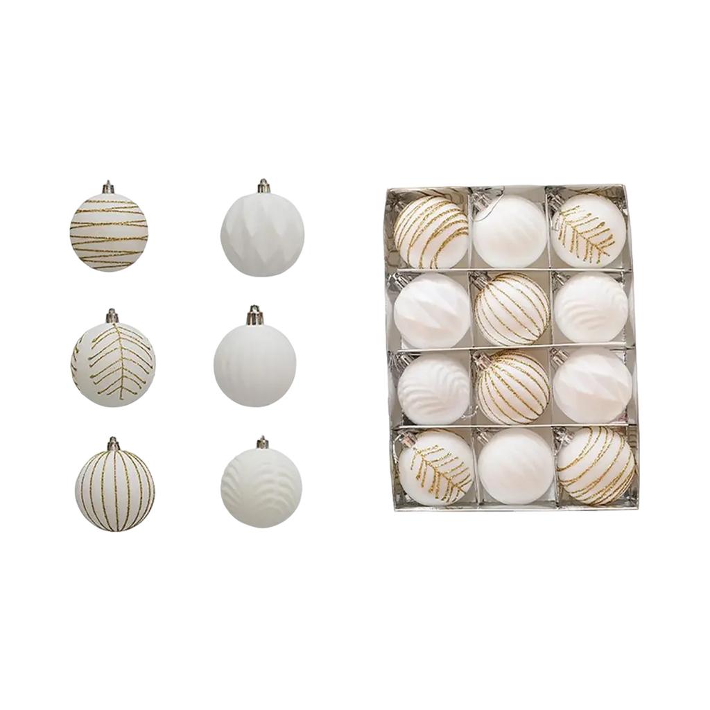 Рождественский шар Красный флокированный расписной шар Украшение для рождественской елки Подвесной шар 12 6см Рождественский фланелевый шар