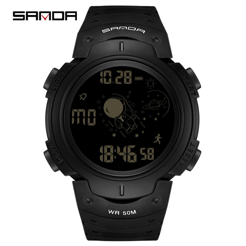SANDA NewDigital Sports Boy Student Men LED Wristwatches Watch Multifunctional Electronic Luminous Waterproof Reloj Hombre