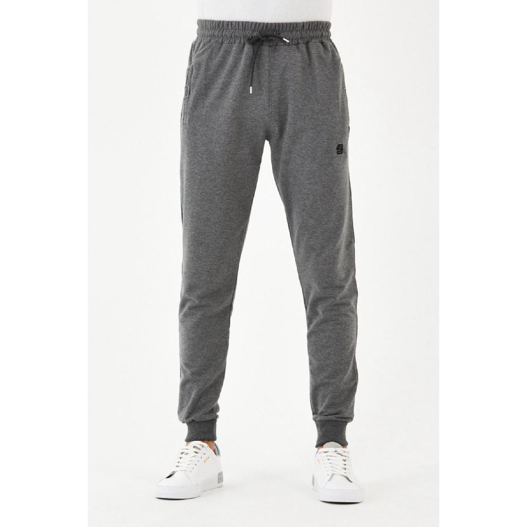 Men's Sweatpants, Skinny Leg, Elastic Waist, Back Pocket, Elastic Zipper, Compact Combed Cotton