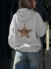 Худи EZwear с леопардовым и звездным принтом - Европейский/Американский уличный стиль