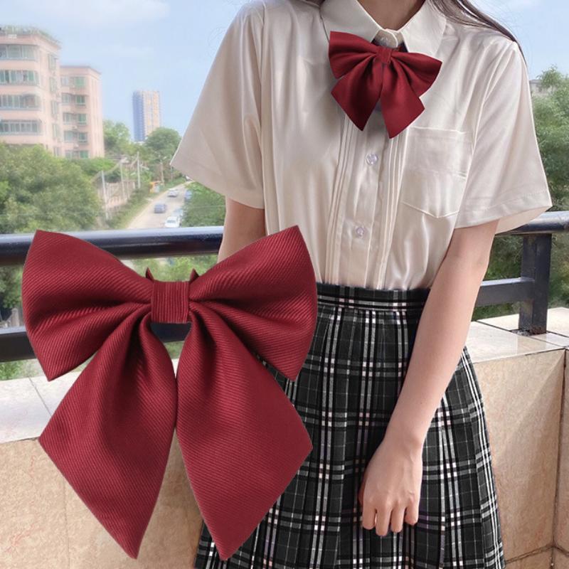 Студенческий однотонный галстук-бабочка из полиэстера для женщин, форменный воротник, бабочка, галстуки-бабочки для девочек, рубашка, платье, шейный платок, галстуки