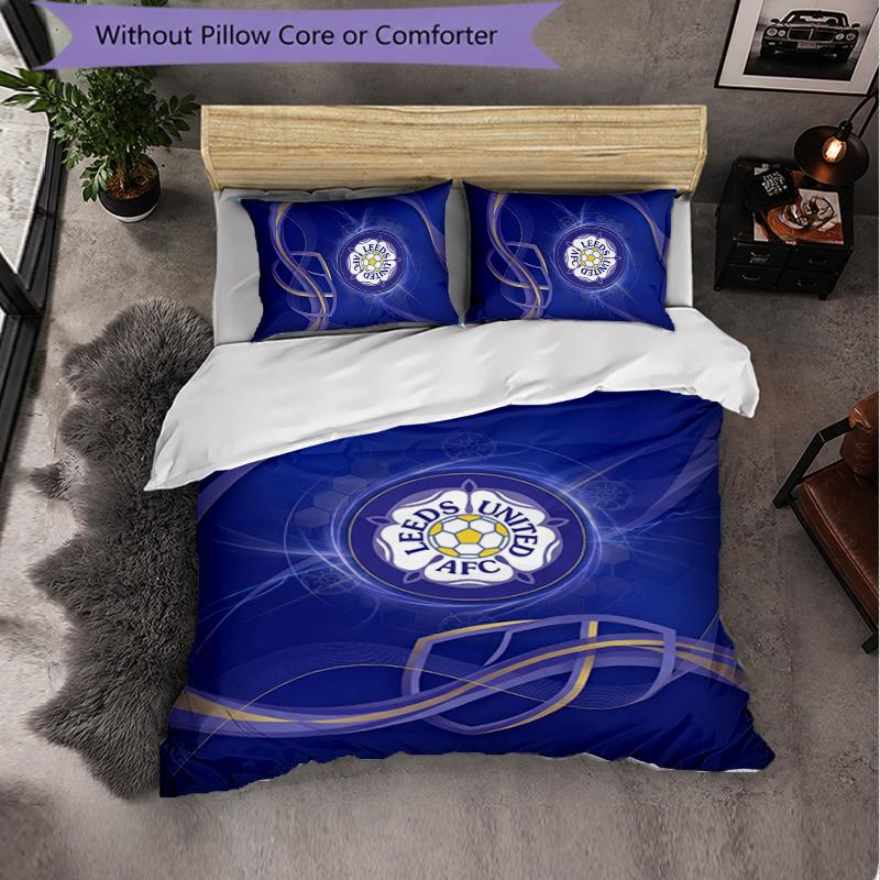 Футбольный комплект постельного белья Leeds United из 3 предметов Мягкий пододеяльник с наволочками Набивной комплект для декора спальни для дома