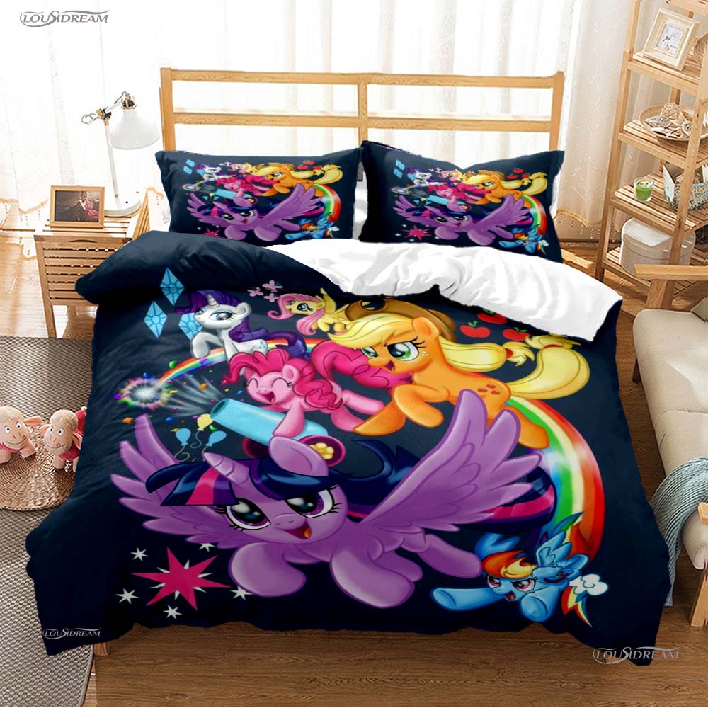 My Little Pony Мультфильм Всесезонное Постельное Белье Пододеяльник Одеяло Комплекты Постельного Белья Мягкое Покрытие для Одеяла и Наволочки Односпальное/Двуспальное/Евро/King