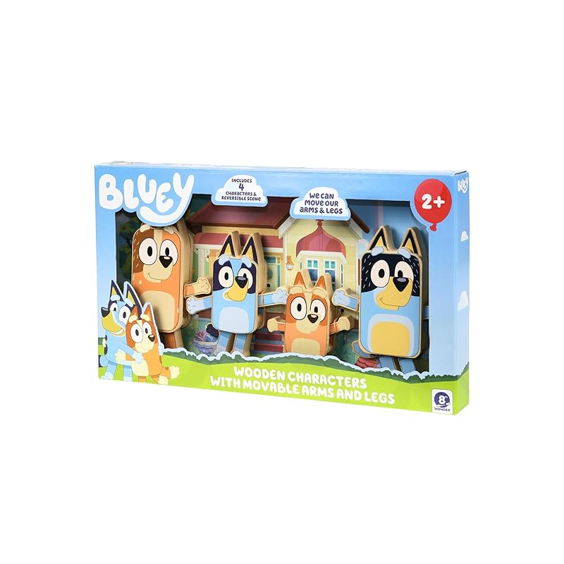 Деревянные фигурки персонажей голубого цвета – 4 красочные деревянные фигурки, сертифицированные FSC, для детей от 3 лет и старше