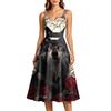 Женское модное повседневное платье без рукавов с круглым вырезом и принтом на Хэллоуин для вечеринки и повседневной носки