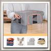 Organizer pudełko do przechowywania ze stelażem 24l wzór 8 odcienie szarość lniany 40x30x20cm