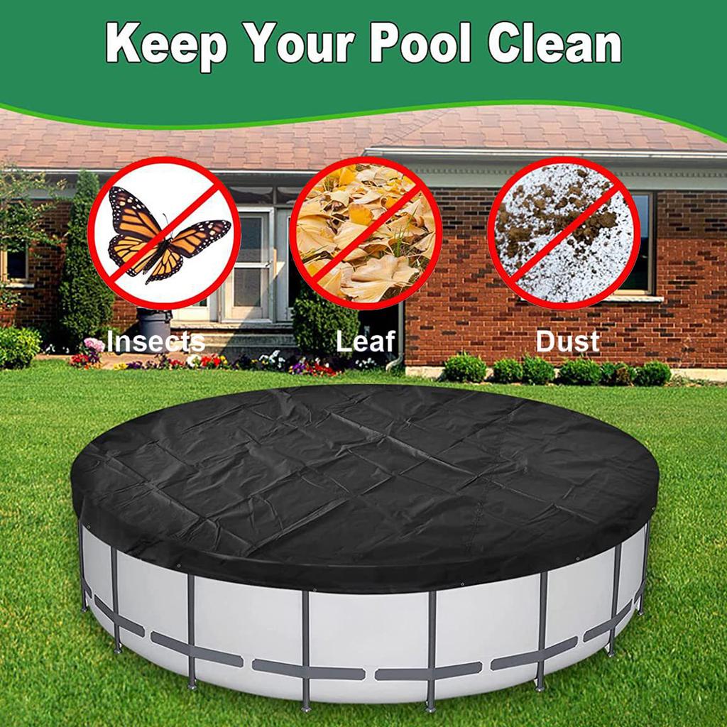 15FT Round Bath Pool Cover Waterproof Dustproof Oxford Cloth Spa Maintenance Protective Swimming Pool Leaf Net Cover