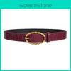 Stone Womens Grain Pu Leather Belt With Twists Oval Metal Buckle Everyday For