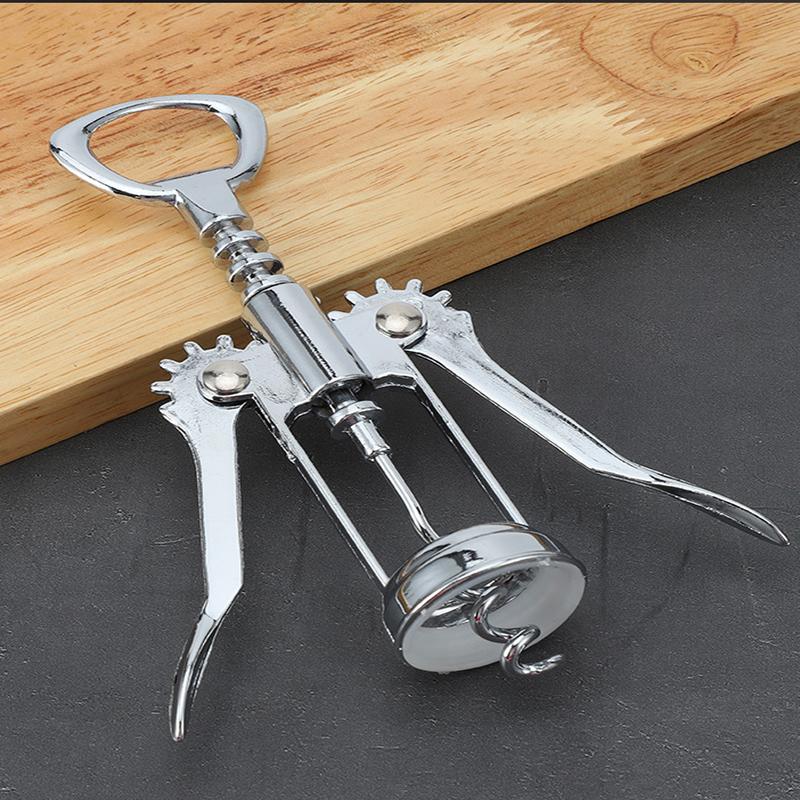 Two Wing Lever Corkscrew Labor Saving Wine Opener Soft Silicone Grip Stainless Steel Spiral Portable Wine Bottle Opening Tool 6