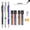 Mechanical Pencil Set 2.0mm With 2B Black/Colors Lead Refill For Writing Sketching Art Drawing Painting School Office Stationery