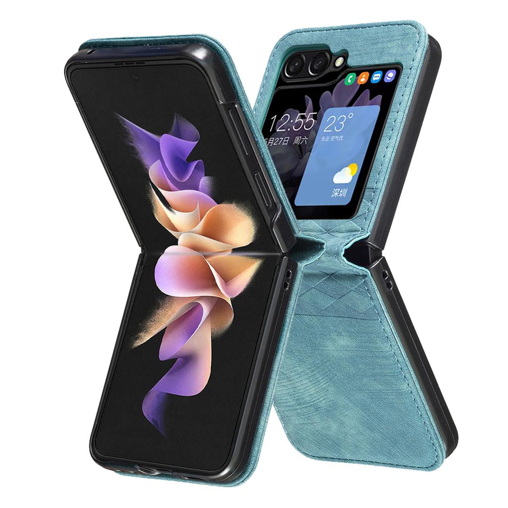 Для Samsung Galaxy Z Flip7 FE 5G/Z Flip6 5G/Z Flip5 5G Чехол Кожаный Противоударный Чехол для Телефона с Тиснением в виде Сетки