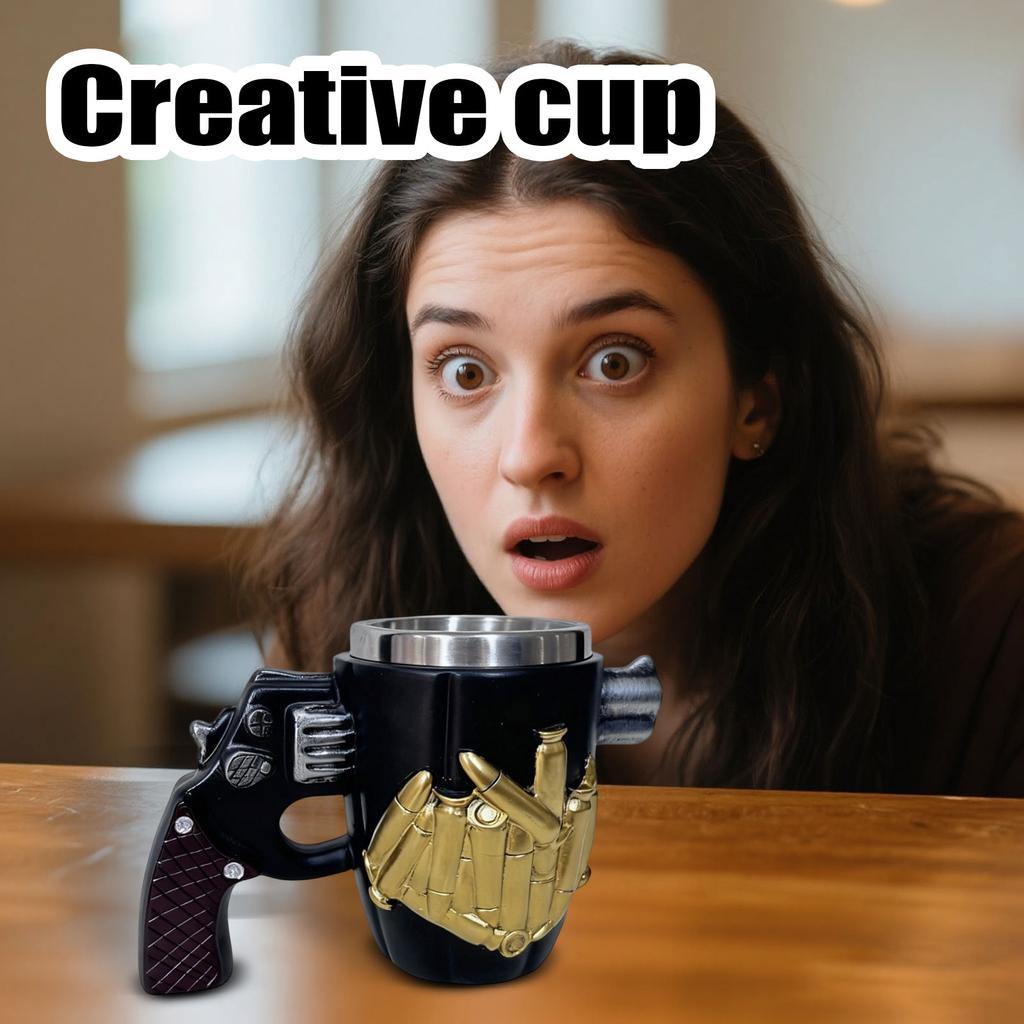 Pistol Bullet Cup With Stainless Steel Cup Design And Creative Resin Craftsmanship Coffee Cup