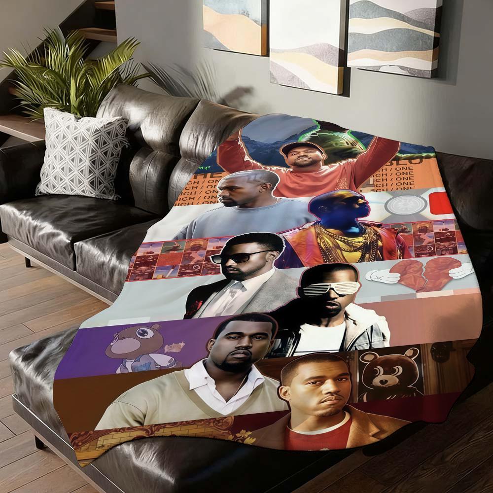 American Rapper K-kanye w-West Blanket For Sofa Office Bed Plane Travel Sleep Read Relax Camping Soft And Warm
