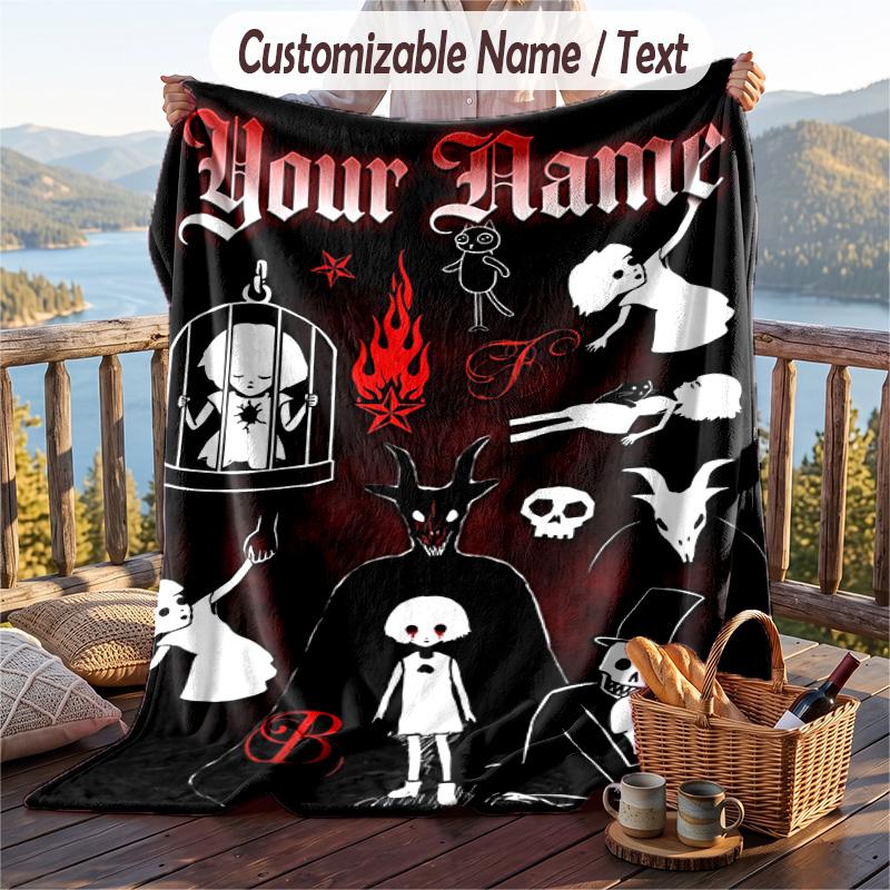 Custom Text Flannel Throw Blanket, Lightweight Cozy Bed Sofa BlanketFran Bow