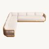 Teak Patio Sofa with Sun Protection - Rattan Woven, Waterproof Outdoor Garden Furniture.