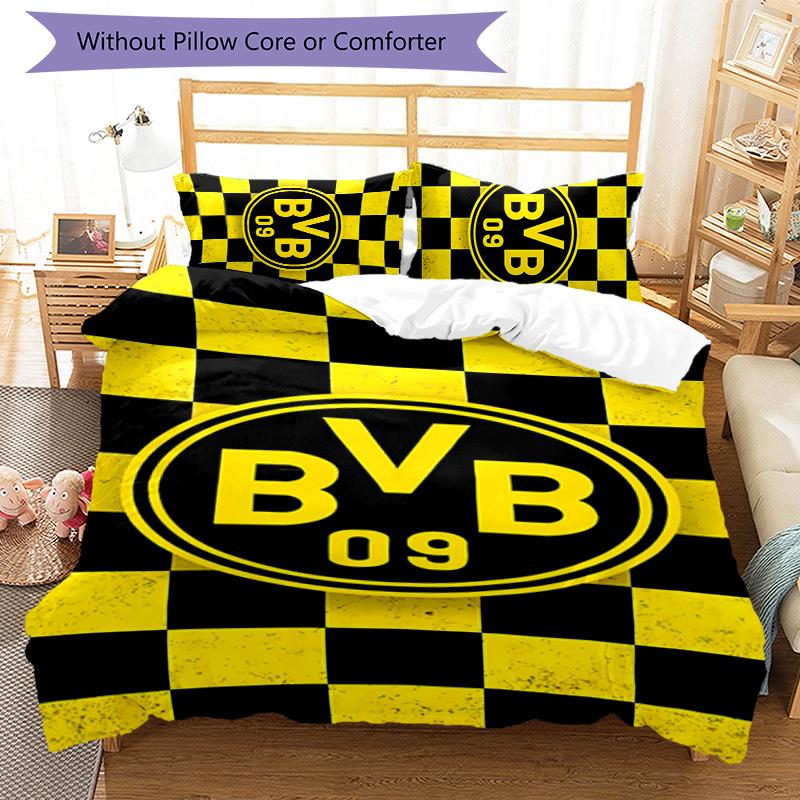 3pcs Football club logo pattern bedding set duvet cover set includes duvet cover &pillowcases,perfect all season bedroom decoration&gift