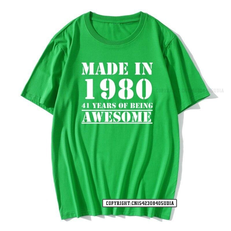 Funny Made In 1980 41 Years Of Being Awesome Birthday Print TShirt Cotton T Shirts Men Slim Fit Fashionable Tops Shirt