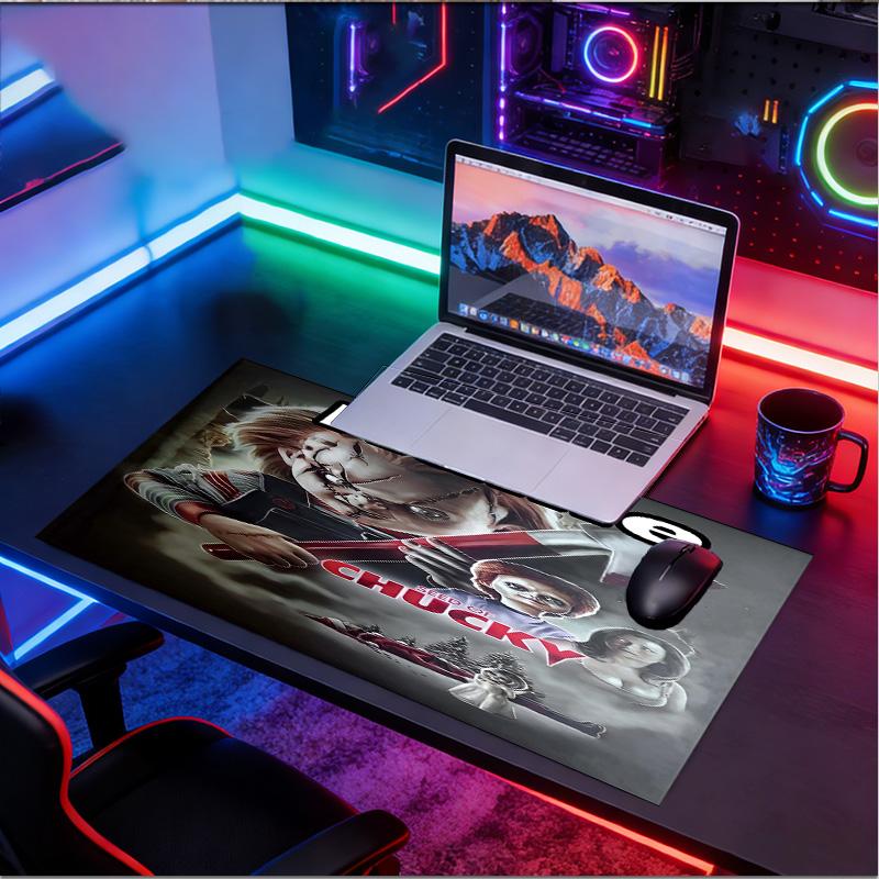 Custom Name Personalized Bride of Chucky Pattern Mousepad, Laptop PC Desk Mat, Decorative Desk Mat for Home Keyboard Pad Gift