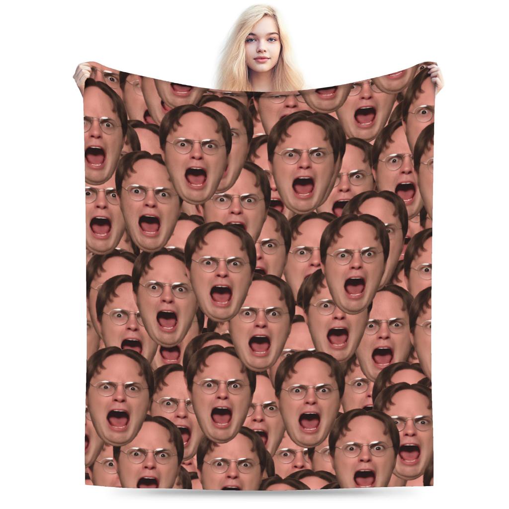 Dwight Schrute Collage Blanket Quality Warm Soft Throw Blanket Winter Students Living Room Fluffy Bedspread