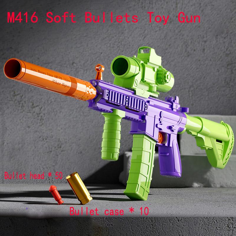 Игрушечный пистолет-морковка M416, собранный под действием силы тяжести, детский пистолет с мягкими пулями и функцией выброса гильз, муляж пистолета