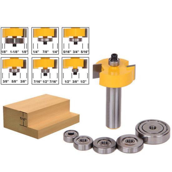 1шт шпунтовая фреза + 6шт набор подшипников резак шип деревообрабатывающий столярный инструмент