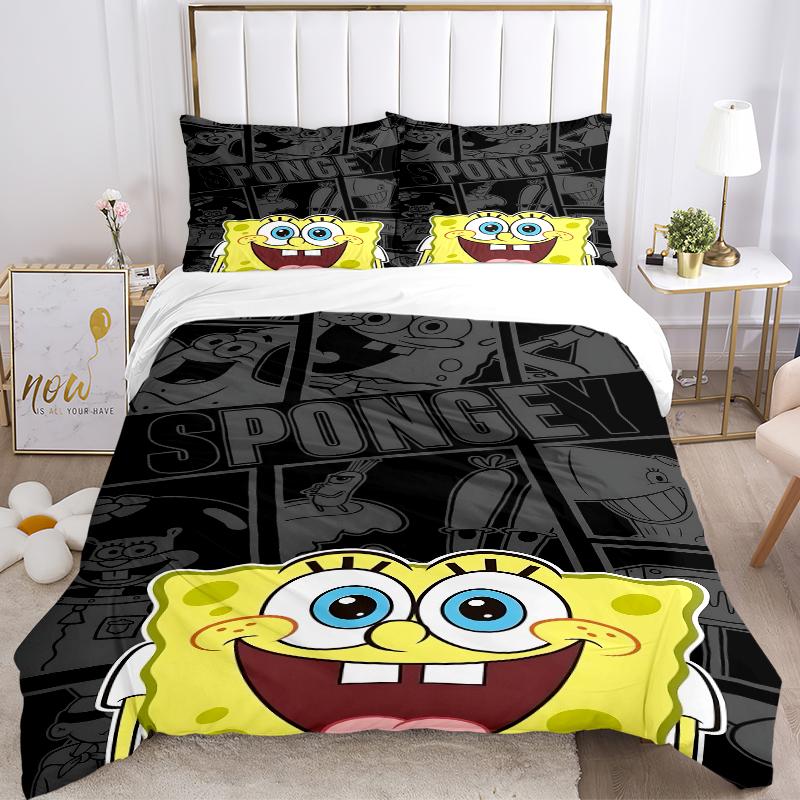 3Pcs Spongebob Squarepants Adventure Bedding Sets For All Sizes New 3D Printed Bed Cover Comforter Duvet Cover Pillowcase Bedroom Decoration