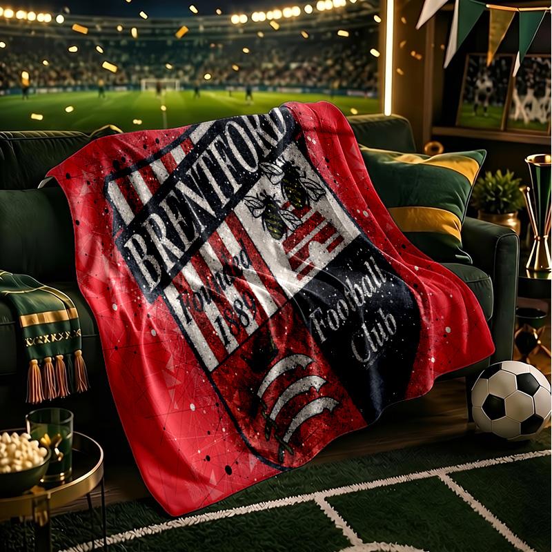 Brent-ford Football Club Crest Throws Blanket Flannel Blankets Plush for Couch Bed Gifts for Men Women Travel picnic blanket Christmas fan gifts