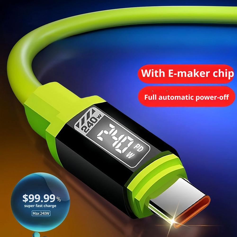 240 В Жидкий силикон Кабель для передачи данных телефона USB Type-C Интеллектуальная быстрая зарядка Высокомощный кабель для зарядки Для iPhone 17 Pro Max
