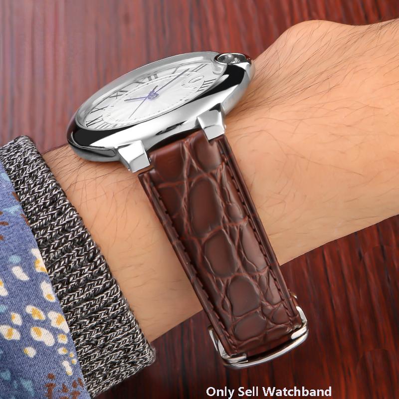Ремешок для часов из крокодиловой кожи для Cartier Blue Balloon WSBB0025 W69012Z4 18-11мм 20-12мм 22-14мм Выпуклый ремешок для часов мужской женский